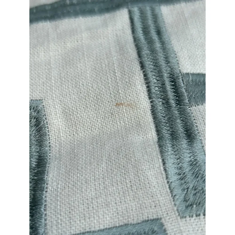Tommy Bahama Home Pillow Sham Eur Square 25x25 Cream Aqua Embroidered Geometric